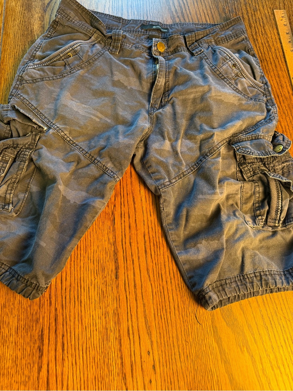 Fried Denim Men’s Camo Cargo Shorts 32 Multi Pocket Y2K Utility Grunge